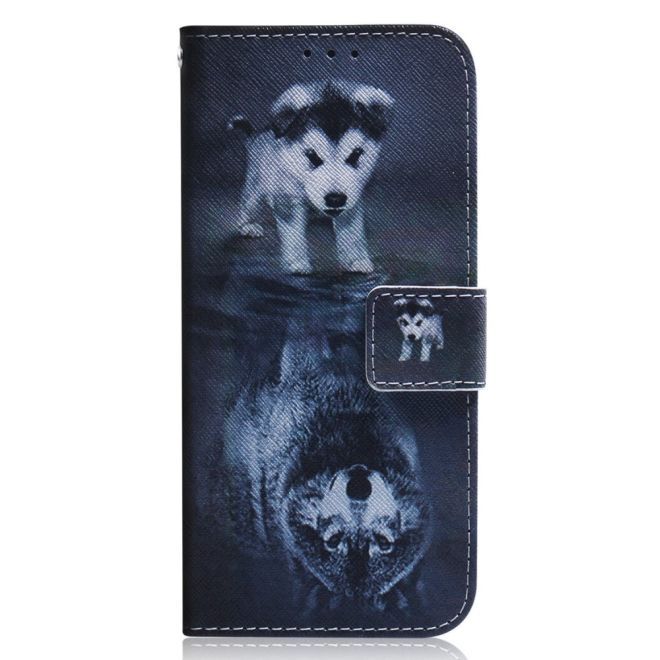 Samsung Galaxy A14 5G / 4G Handy Hülle - Leder Bookcover Image Series - Baby Wolf