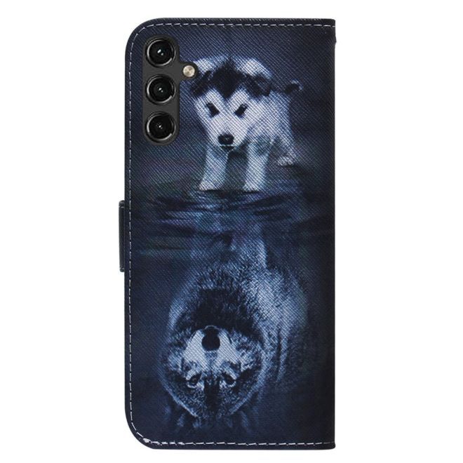 Samsung Galaxy A14 5G / 4G Handy Hülle - Leder Bookcover Image Series - Baby Wolf