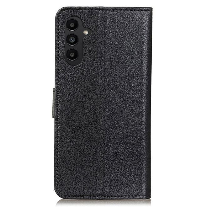 Samsung Galaxy A14 5G / 4G Handy Hülle - Litchi Leder Bookcover Series - schwarz