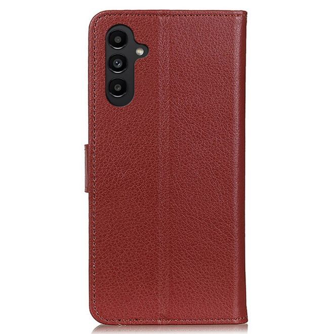Samsung Galaxy A14 5G / 4G Handy Hülle - Litchi Leder Bookcover Series - braun