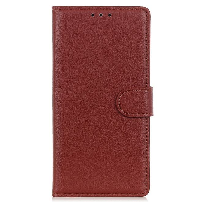 Samsung Galaxy A14 5G / 4G Handy Hülle - Litchi Leder Bookcover Series - braun