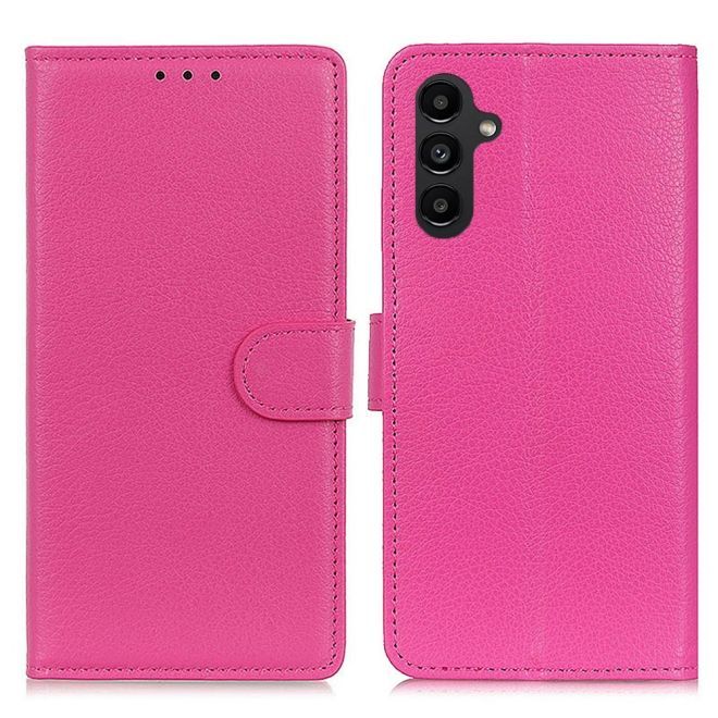 Samsung Galaxy A14 5G / 4G Handy Hülle - Litchi Leder Bookcover Series - pink