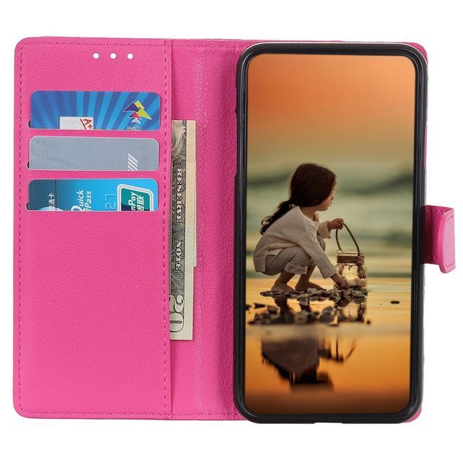 Samsung Galaxy A14 5G / 4G Handy Hülle - Litchi Leder Bookcover Series - pink