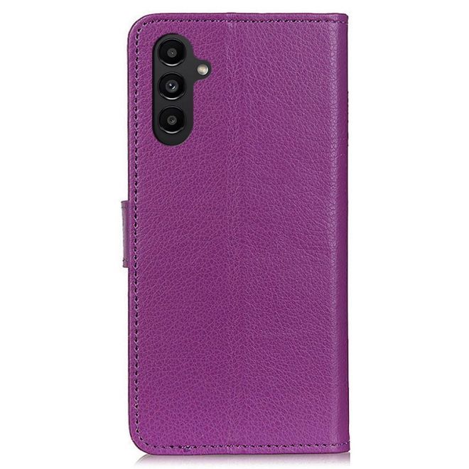 Samsung Galaxy A14 5G / 4G Handy Hülle - Litchi Leder Bookcover Series - purpur