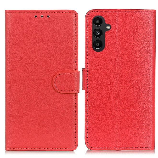Samsung Galaxy A14 5G / 4G Handy Hülle - Litchi Leder Bookcover Series - rot