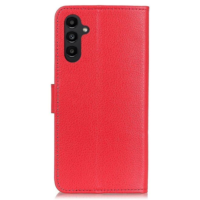 Samsung Galaxy A14 5G / 4G Handy Hülle - Litchi Leder Bookcover Series - rot