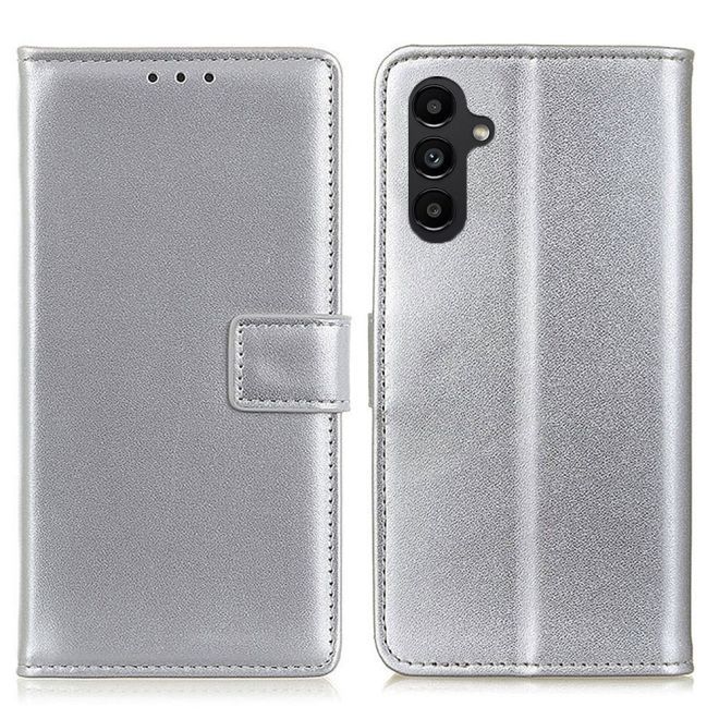 Samsung Galaxy A14 5G / 4G Handy Hülle - Classic II Leder Bookcover Series - silber