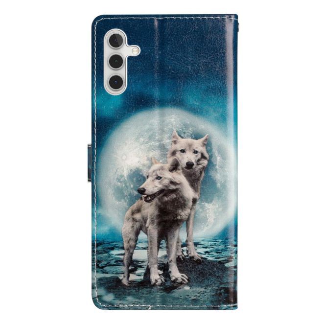 Samsung Galaxy A34 5G Handy Hülle - Leder Bookcover Image Series - zwei Wölfe
