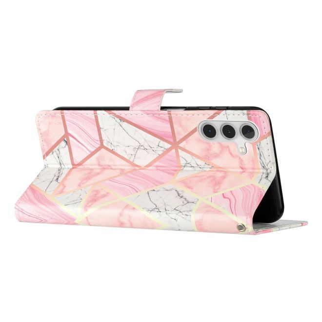 Samsung Galaxy A34 5G Handy Hülle - Leder Bookcover Image Series - pink Marble