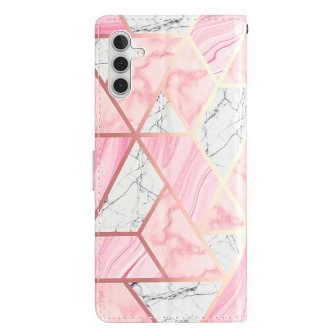 Samsung Galaxy A34 5G Handy Hülle - Leder Bookcover Image Series - pink Marble