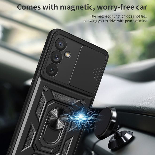 Samsung Galaxy A34 5G Hülle - Robustes Hardcase mit Kickstand - Kickstand Slide Cam Series - schwarz