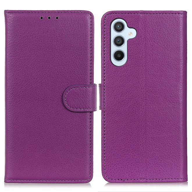 Samsung Galaxy A34 5G Handy Hülle - Litchi Leder Bookcover Series - purpur