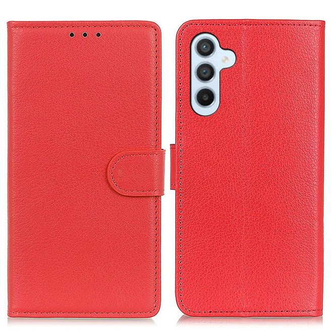 Samsung Galaxy A54 5G Handy Hülle - Litchi Leder Bookcover Series - rot