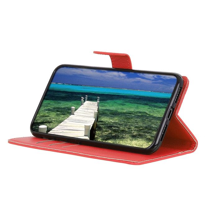 Samsung Galaxy A54 5G Handy Hülle - Litchi Leder Bookcover Series - rot