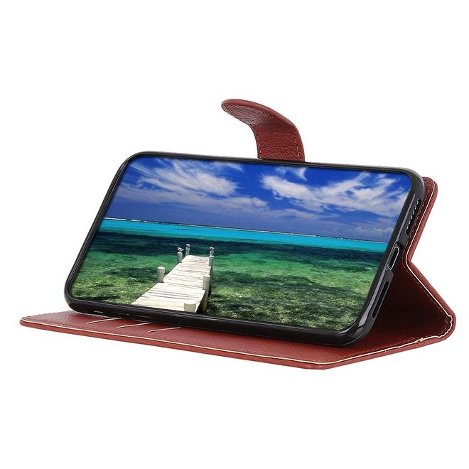 Samsung Galaxy A54 5G Handy Hülle - Litchi Leder Bookcover Series - braun