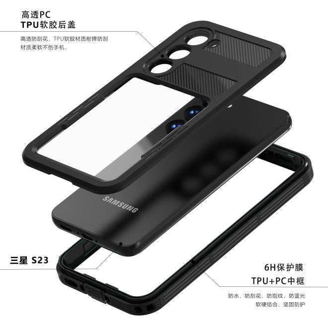 Samsung Galaxy S23 - 360 Grad Outdoor Hülle - Allwetterschutz (wasserdicht & stossfest) - schwarz