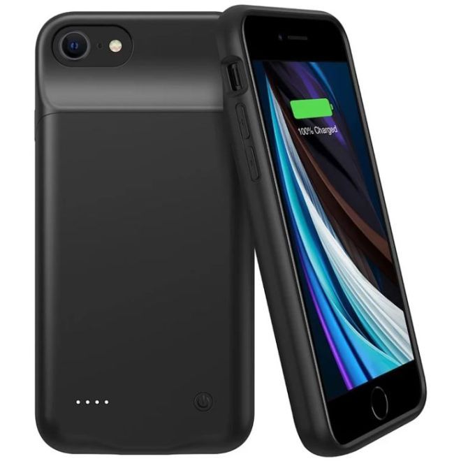 iPhone SE (2022) / SE (2020) / 8 / 7 / 6S / 6 Backpack Akku Case (3200mAh) Schutzhülle - Max Charging Series - schwarz