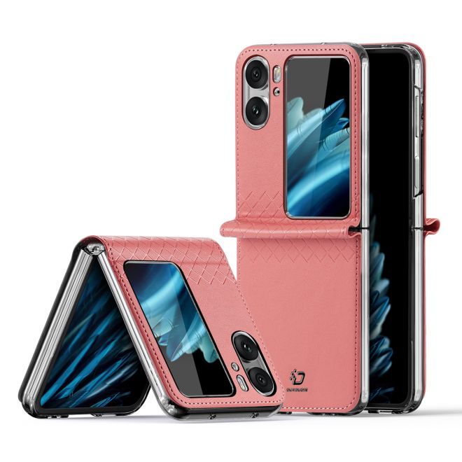 Dux Ducis - Oppo Find N2 Flip Hülle - Leder Case - Bril Series - pink