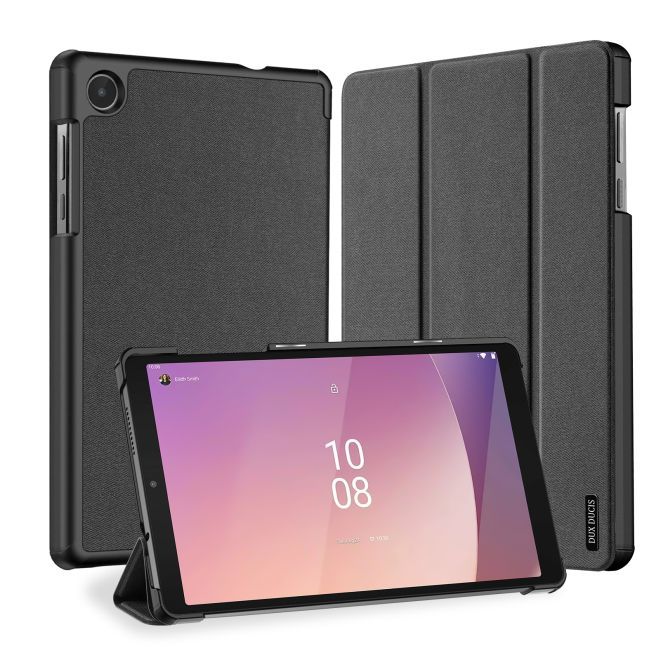 Dux Ducis - Lenovo Tab M8 (4th Gen) Hülle - Leder Smart Flip Case - Domo Series - schwarz