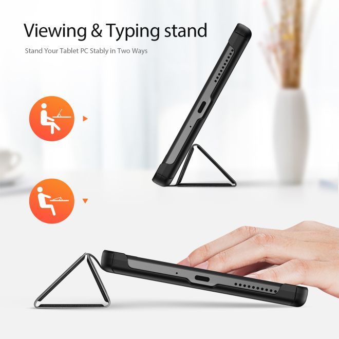 Dux Ducis - Lenovo Tab M8 (4th Gen) Hülle - Leder Smart Flip Case - Domo Series - schwarz