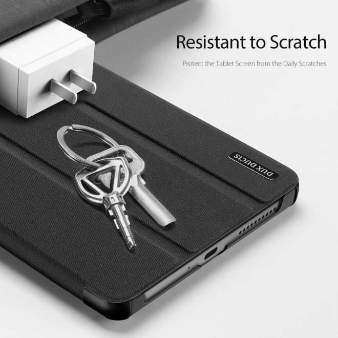 Dux Ducis - Lenovo Tab M8 (4th Gen) Hülle - Leder Smart Flip Case - Domo Series - schwarz