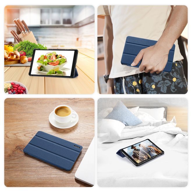 Dux Ducis - Lenovo Tab M8 (4th Gen) Hülle - Leder Smart Flip Case - Domo Series - blau