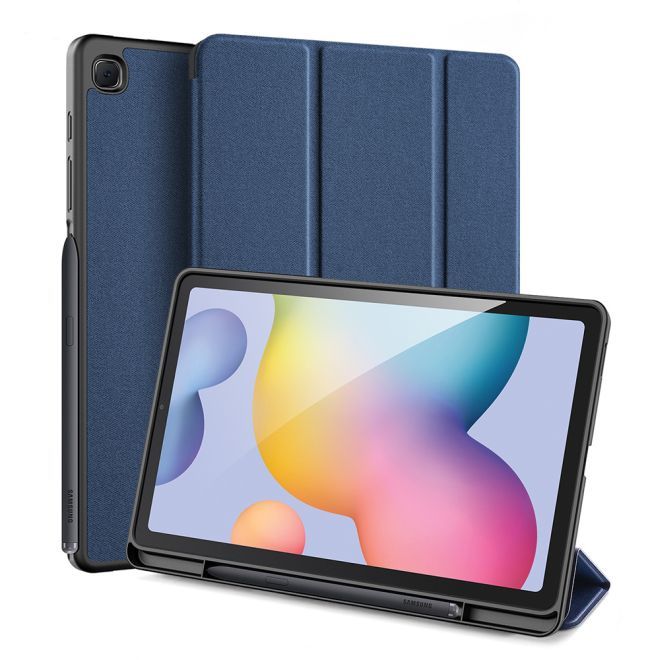 Dux Ducis - Samsung Galaxy Tab S6 Lite Hülle - Leder Smart Flip Case - Domo Series - blau
