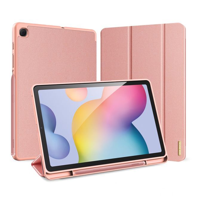 Dux Ducis - Samsung Galaxy Tab S6 Lite Hülle - Leder Smart Flip Case - Domo Series - pink