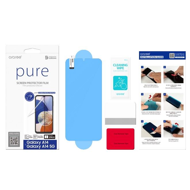 Araree - Samsung Galaxy A14 5G / 4G Schutzfilm aus Pet (2 Stück) - Pure Film Series - transparent