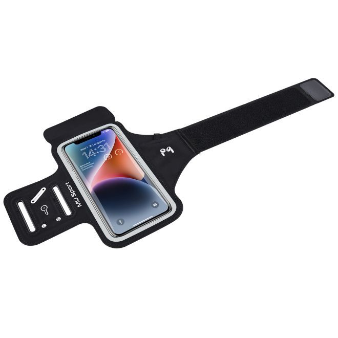 MU Sport - Universal Sport Armband für Smartphones bis 6.5" (max. 160 x 85 mm) - mit Schlüsselfach - schwarz