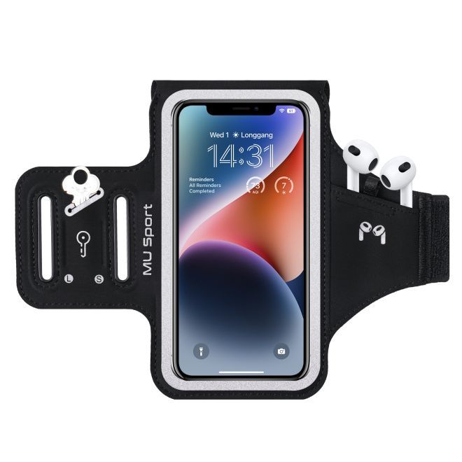 MU Sport - Universal Sport Armband für Smartphones bis 6.5" (max. 160 x 85 mm) - mit Schlüsselfach - schwarz