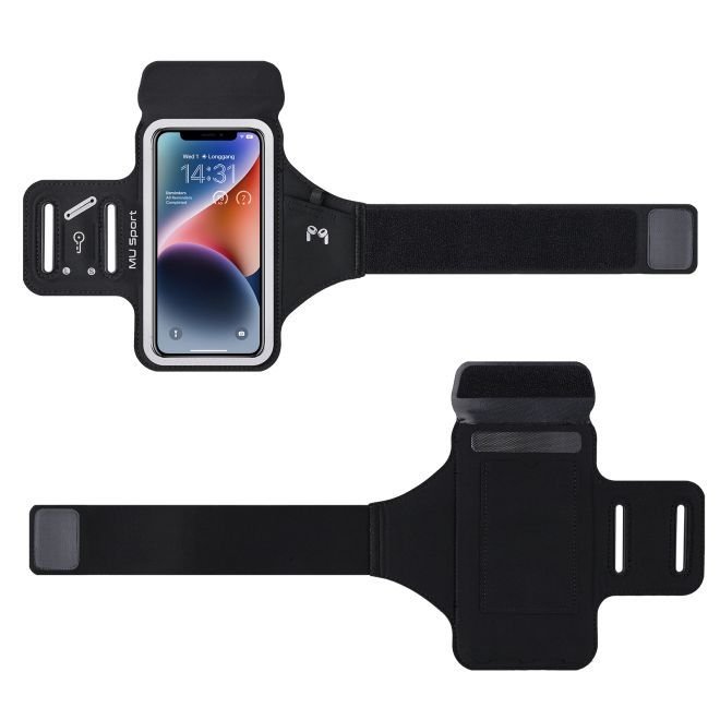 MU Sport - Universal Sport Armband für Smartphones bis 6.5" (max. 160 x 85 mm) - mit Schlüsselfach - schwarz