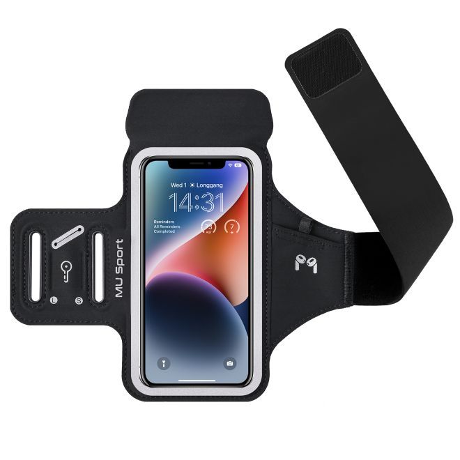 MU Sport - Universal Sport Armband für Smartphones bis 6.5" (max. 160 x 85 mm) - mit Schlüsselfach - schwarz