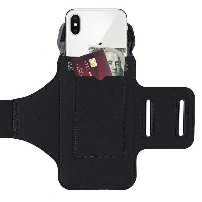 MU Sport - Universal Sport Armband für Smartphones bis 6.5" (max. 160 x 85 mm) - mit Schlüsselfach - schwarz