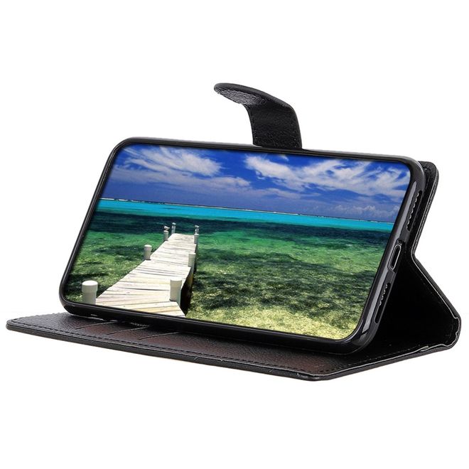 Motorola Moto G23 / G13 Handy Hülle - Litchi Leder Bookcover Series - schwarz