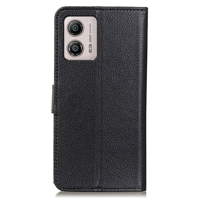 Motorola Moto G23 / G13 Handy Hülle - Litchi Leder Bookcover Series - schwarz