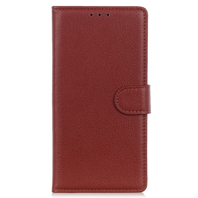 Motorola Moto G23 / G13 Handy Hülle - Litchi Leder Bookcover Series - braun