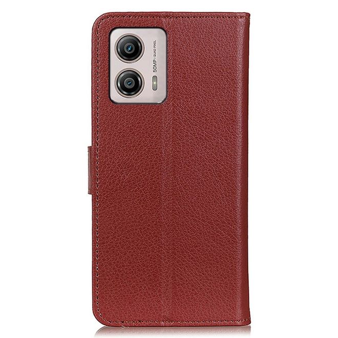 Motorola Moto G23 / G13 Handy Hülle - Litchi Leder Bookcover Series - braun