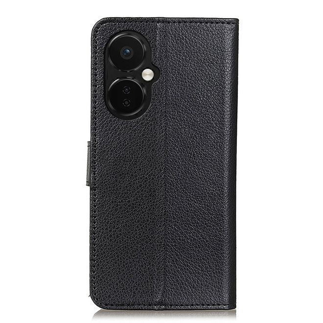 OnePlus Nord CE 3 Lite Handy Hülle - Litchi Leder Bookcover Series - schwarz