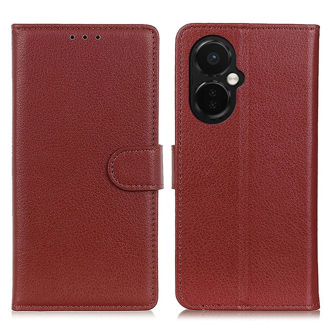OnePlus Nord CE 3 Lite Handy Hülle - Litchi Leder Bookcover Series - braun