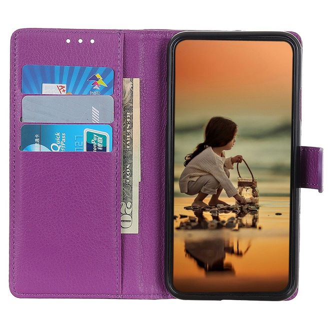 OnePlus Nord CE 3 Lite Handy Hülle - Litchi Leder Bookcover Series - purpur