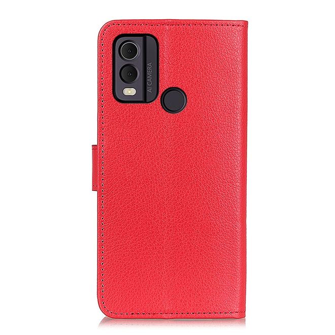 Nokia C22 Handy Hülle - Litchi Leder Bookcover Series - rot
