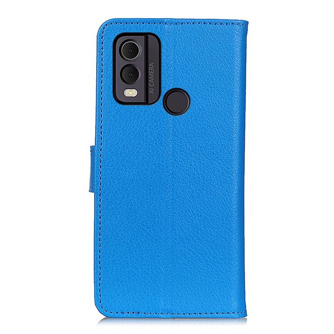 Nokia C22 Handy Hülle - Litchi Leder Bookcover Series - blau