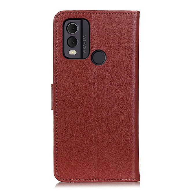 Nokia C22 Handy Hülle - Litchi Leder Bookcover Series - braun