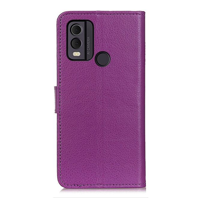 Nokia C22 Handy Hülle - Litchi Leder Bookcover Series - purpur