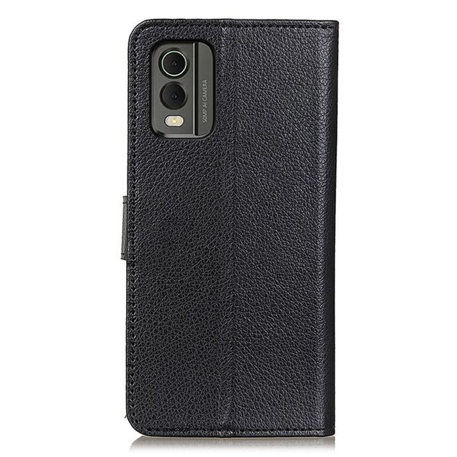 Nokia C32 Handy Hülle - Litchi Leder Bookcover Series - schwarz