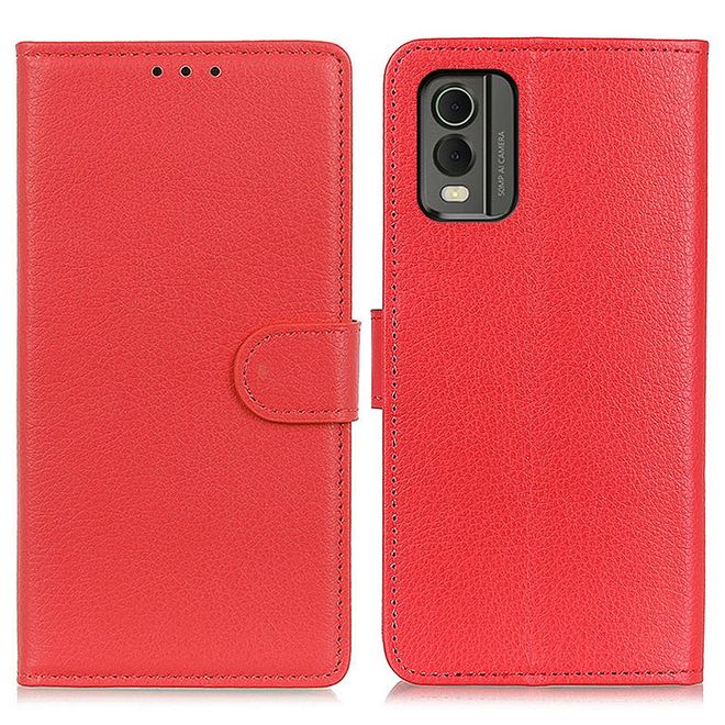 Nokia C32 Handy Hülle - Litchi Leder Bookcover Series - rot
