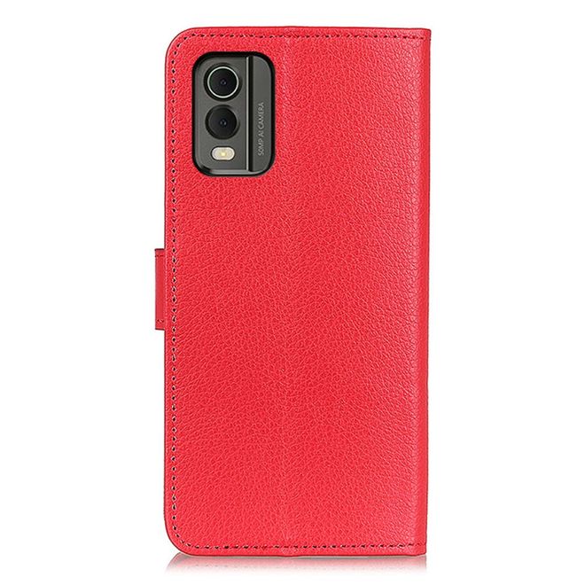 Nokia C32 Handy Hülle - Litchi Leder Bookcover Series - rot