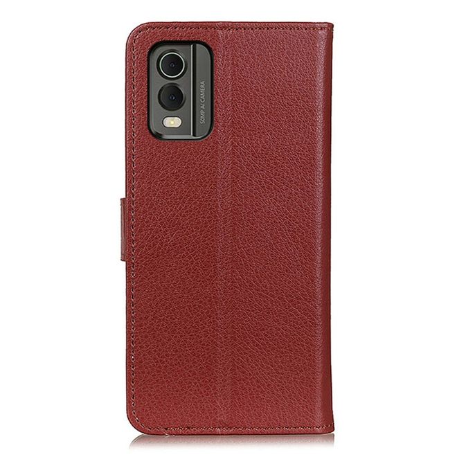 Nokia C32 Handy Hülle - Litchi Leder Bookcover Series - braun