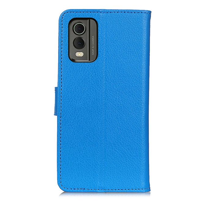 Nokia C32 Handy Hülle - Litchi Leder Bookcover Series - blau